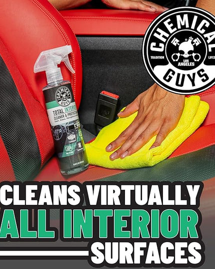 Chemical Guys Total Interior Cleaner & Protectant - New Car Scent, Car Cleaning Spray, Cleans and Protects Leather, Vinyl, Plastic, Rubber, and Glass, Safe for Trucks, SUVs, Jeeps, RVs & More - 16 oz