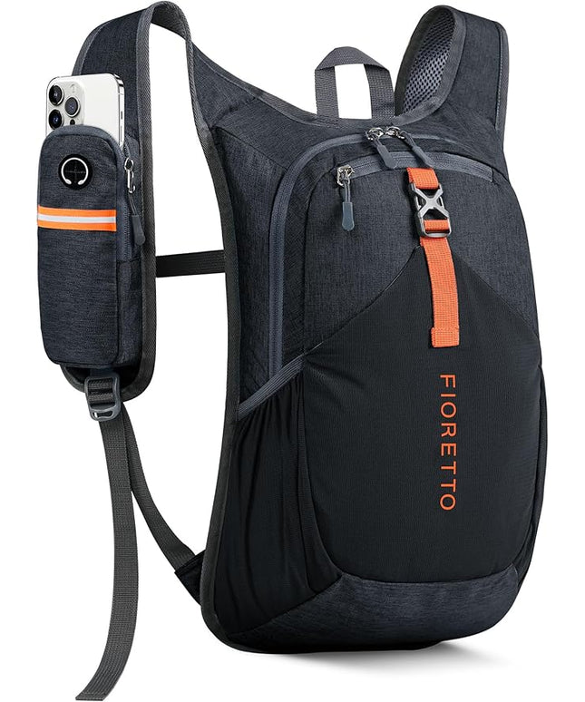 FIORETTO 15L Hiking Backpack for Women Men Mini Packable Backpack Lightweight Small Daypack for Camping Travel Outdoor, Black