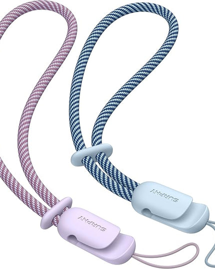 SURPHY 2 Pack Phone Lanyard for Cellphone Case, Phone Wrist Strap for Case, Cellphone Strap with 2-Color Braided, Charm Wrist Lanyard for Women, Cellphone Wrist Lanyard for Women, Lilac & Cloud Blue
