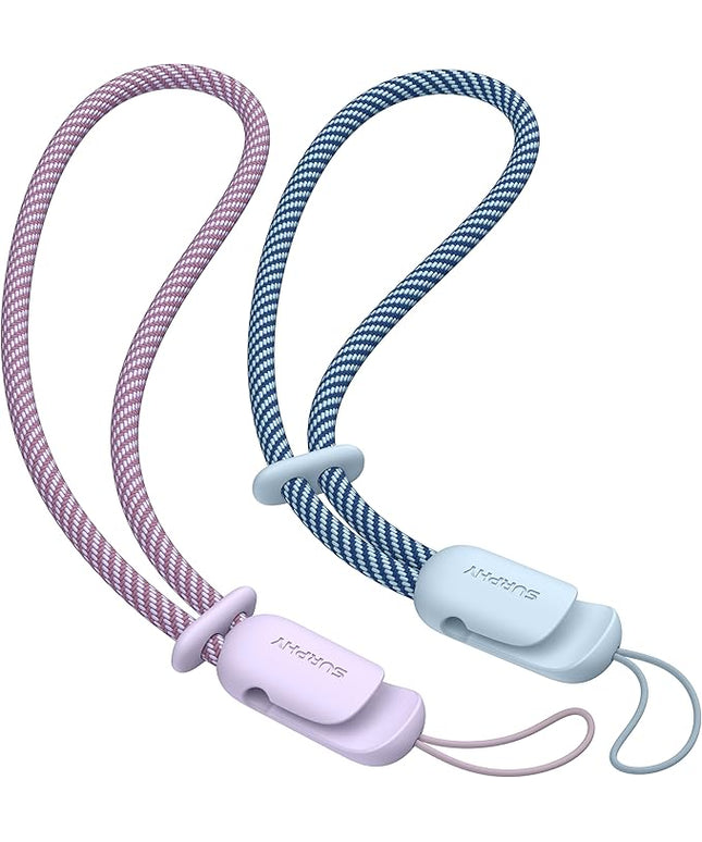 SURPHY 2 Pack Phone Lanyard for Cellphone Case, Phone Wrist Strap for Case, Cellphone Strap with 2-Color Braided, Charm Wrist Lanyard for Women, Cellphone Wrist Lanyard for Women, Lilac & Cloud Blue