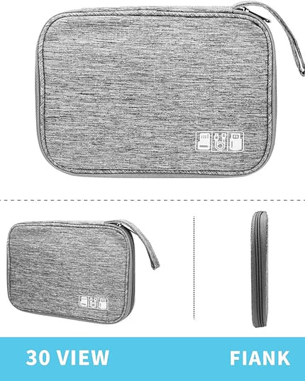 Electronics Organizer Travel Case,Electronic Accessories Storage Bag,Portable Waterproof Cable Organizer Bag,Travel Cord Organizer Bag for Small Charging Cord Storage,Cables,SD Card (Grey)