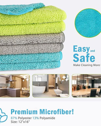 AIDEA Microfiber Cleaning Cloth-100PK, Soft Microfiber Towels for Cars, Absorbent Cleaning Rags, Lint-Free Streak-Free Wash Cloths for House, Kitchen, Window(12in.x16in.)
