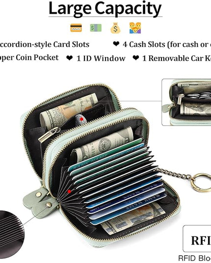 GOIACII Small Genuine Leather Wallet for Women, RFID Blocking Credit Card Holder Wallet