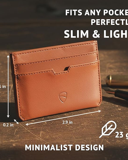 Vaultskin MOORGATE Slim Card Holder - Minimalist Leather Wallet, RFID Blocking Sleeve, Fits Front Pocket, for Men and Women