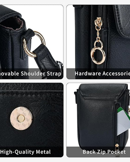 APHISON Small Crossbody Bags for Women Trendy, Leather Phone Wallet Purses Handbags Card Slots with Adjustable Guitar Strap