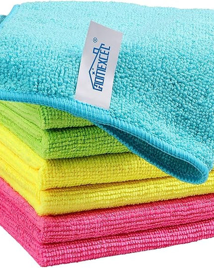HOMEXCEL Microfiber Cleaning Cloth, 8 Pack Cleaning Rags, Cleaning Towels with 4 Color Assorted, 11.5"X11.5"(Green/Blue/Yellow/Pink)