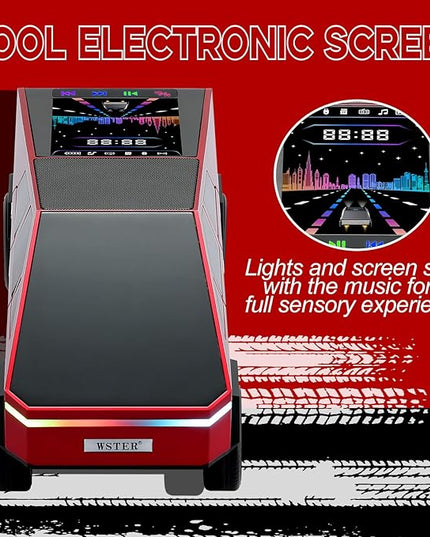 Futuristic Shapes Truck Bluetooth Speaker with LED Display Screen – TWS Stereo, FM Radio, USB/TF Playback, LED Headlights, Built-in Mic, Gift for Car Lovers, Model Collectors & Tech Fans (Red)