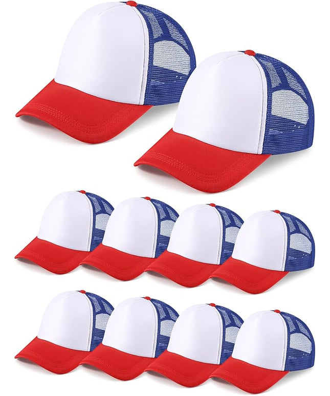 10 Pcs Sublimation Blank Trucker Hats Bulk Mesh Baseball Cap Polyester Mesh Trucker Hat for Men and Women