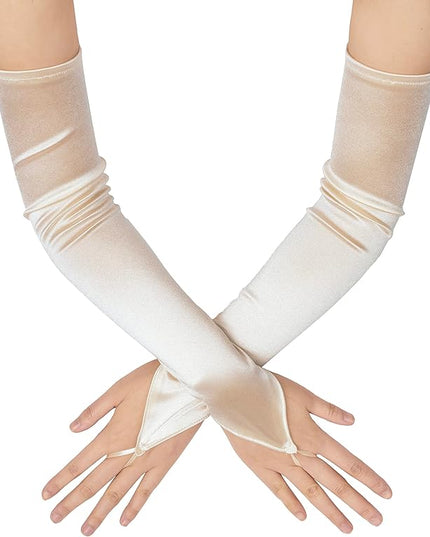 BABEYOND Long Opera Party 20s Satin Gloves Stretchy Adult Size Elbow Length