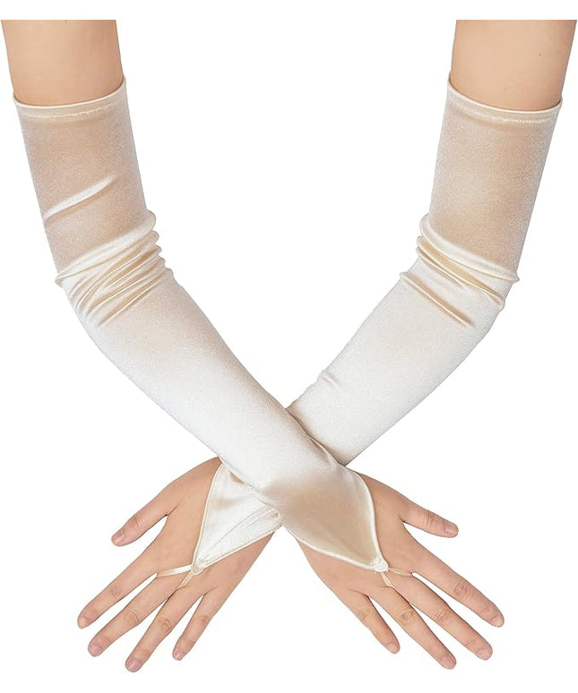 BABEYOND Long Opera Party 20s Satin Gloves Stretchy Adult Size Elbow Length