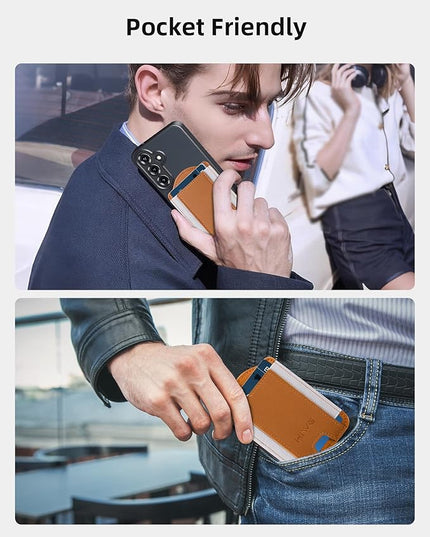 HiWe for MagSafe Wallet for Galaxy S25/S24 Series with Magnetic Case and iPhone 17/16/15/14/13/12 Series, No Case, 6 Cards Holder, RFID Leather Slim, Brown