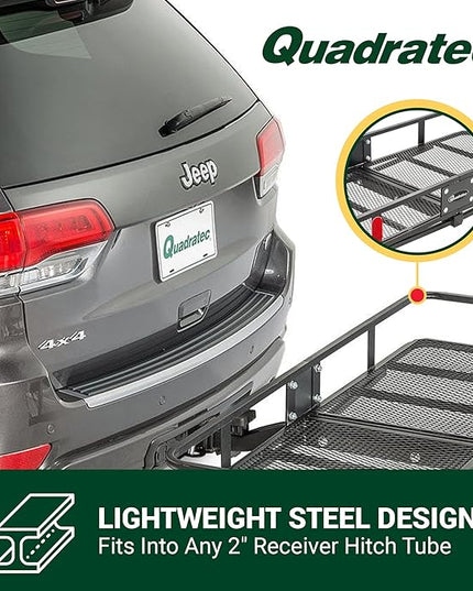 Quadratec Large Cargo Rack Basket Platform, 60" x 24" - Mounts to 2" Receiver Hitch - Great for Hauling Luggage, Camping Gear, Supplies, Generators, and More - Fits Jeeps, Cars, Trucks, SUV & More