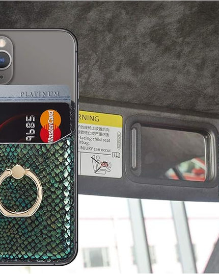 BIAJIYA Phone Card Holder RFID Leather Wallet Credit Adhesive Cell Case Stick-on Card Holder for Women and Men Back of Phone for Most of Smartphones