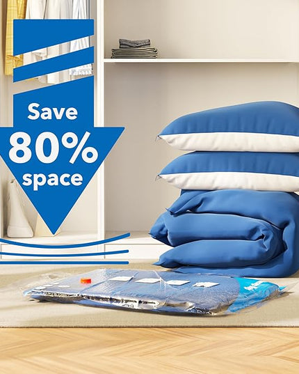 Vacuum Storage Bags with Electric Air Pump 24 Combo (5 Jumbo/5 Large/5 Medium/5 Small/4 Roll), Plastic Packaging Bags,Space Saver Sealer Bags for Clothes, Pillows, Comforters, Blankets, Bedding