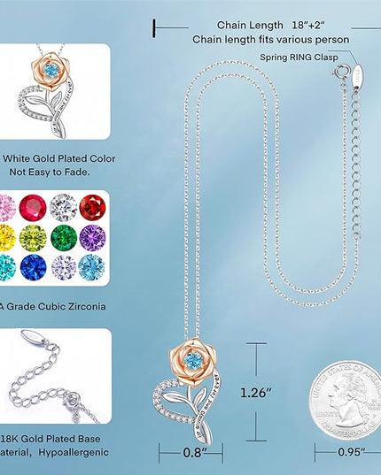 LAVALE Heart Birthstone Necklace for Women, Ideal Anniversary Birthday Gifts for Women Wife Girlfriend Her, Amazing Valentine's day Gift for Mom Women