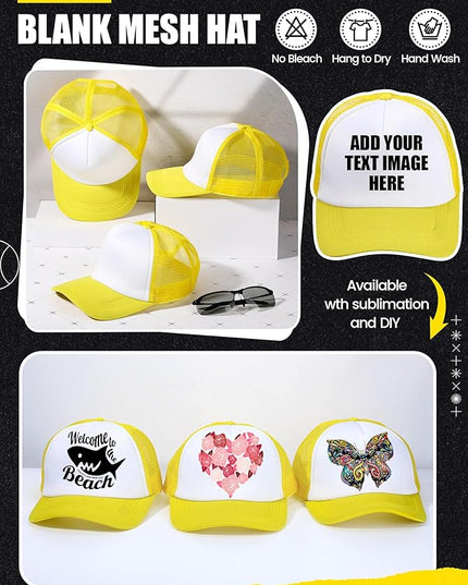 10 Pcs Sublimation Blank Trucker Hats Bulk Mesh Baseball Cap Polyester Mesh Trucker Hat for Men and Women