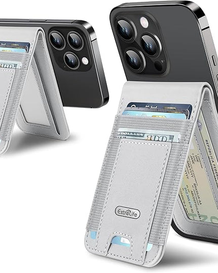 For Magsafe Wallet Stand, Strongest Magnetic Wallet for iPhone 17/16/15/14/13/12 Series, Magnetic Card Holder with 4 Card Slots, ID Window,10 Cards Holder, Vegan Leather, RFID Blocking, Gray