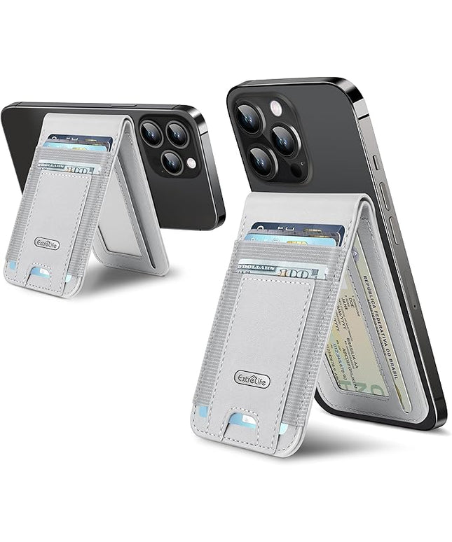 For Magsafe Wallet Stand, Strongest Magnetic Wallet for iPhone 17/16/15/14/13/12 Series, Magnetic Card Holder with 4 Card Slots, ID Window,10 Cards Holder, Vegan Leather, RFID Blocking, Gray