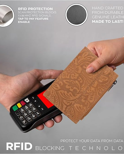 Oak Leathers Wallet For Women Full Grain Leather - Small RFID Coin Purse Credit Card & ID Holder for Ladies,Bifold Wallets for Teenager | Small, RFID, Coin Purse, for Ladies, for Teenager