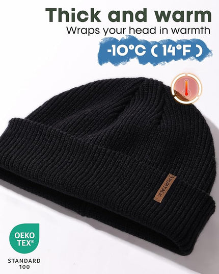 FURTALK Fisherman Beanie for Men Women 2 Styles Cuffless or Cuffed Knitted Unisex Winter Hat Outdoor All-Day Warmth