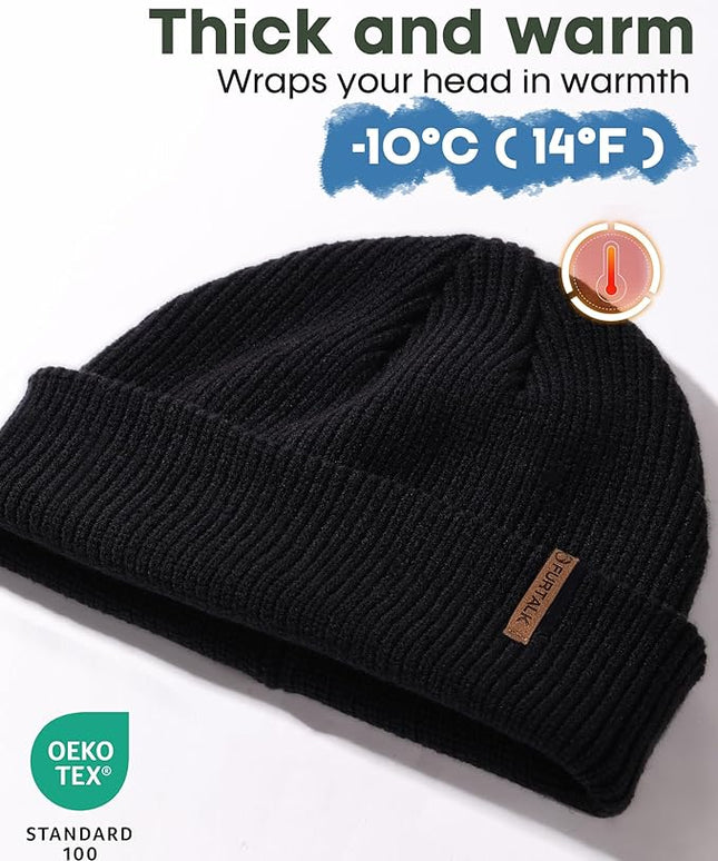 FURTALK Fisherman Beanie for Men Women 2 Styles Cuffless or Cuffed Knitted Unisex Winter Hat Outdoor All-Day Warmth
