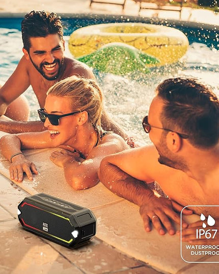 Altec Lansing - HydraJolt Wireless Bluetooth Speaker, Waterproof Portable Speakers with Built in Phone Charger and Lights, Everything Proof Outdoor, Shockproof, Snowproof, 16 Hours Playtime