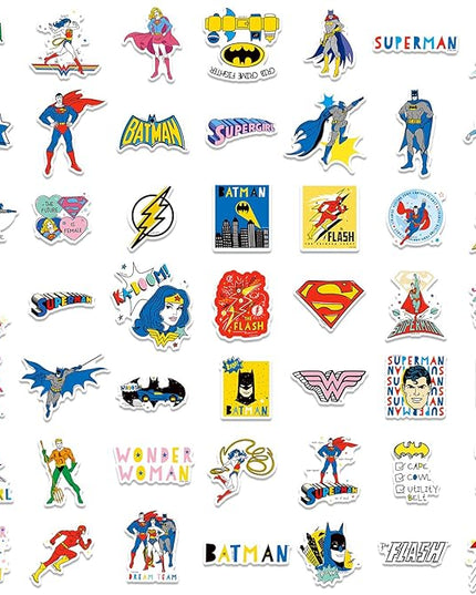Superhero Stickers for Boys– 50PCS Cartoon Stickers for Kids, Teens, Adults – Sticker Waterproof for Laptop, Water Bottle, Phone, Skateboard, Scrapbook, Party Favors, Gifts