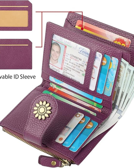 Lavemi Womens Leather Wallet Small Compact RFID Blocking Credit Card Case Purse with Zipper Pocket | Small, Compact, RFID Blocking, Zipper Pocket, Small, Compact