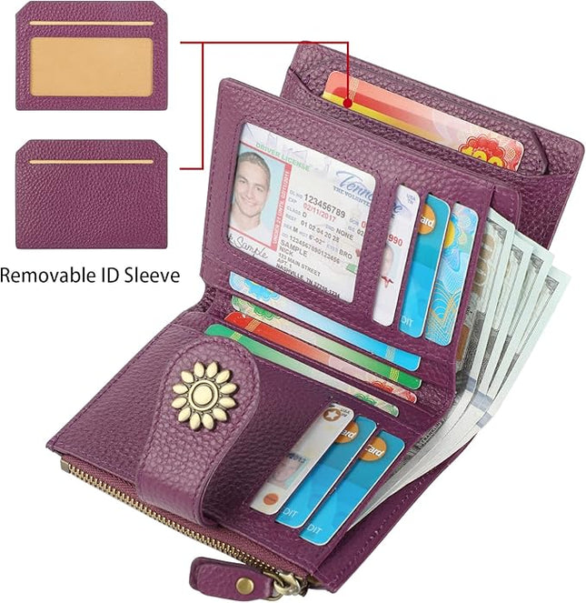 Lavemi Womens Leather Wallet Small Compact RFID Blocking Credit Card Case Purse with Zipper Pocket | Small, Compact, RFID Blocking, Zipper Pocket, Small, Compact