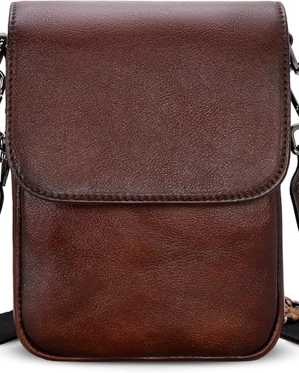 HESHE Leather Small Crossbody Bags for Women RFID Blocking Cell Phone Purse Anti-Theft Travel Bag with wide Straps