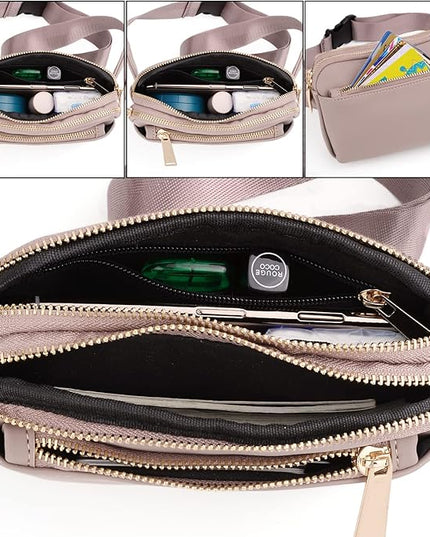 UTO Fanny Pack for Women Crossbody Trendy Fashion Belt Purse Chest Waist Hip Bumbag for Outdoor Shopping Travel Hiking