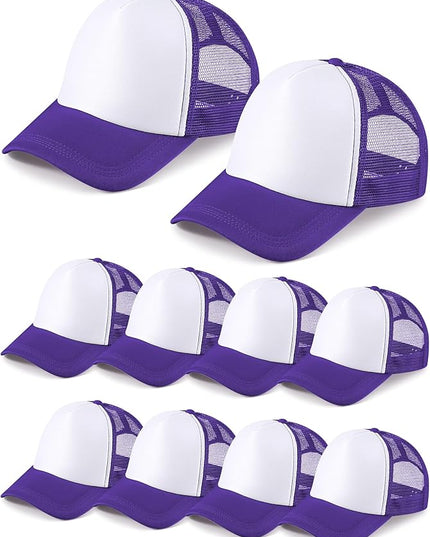 10 Pcs Sublimation Blank Trucker Hats Bulk Mesh Baseball Cap Polyester Mesh Trucker Hat for Men and Women