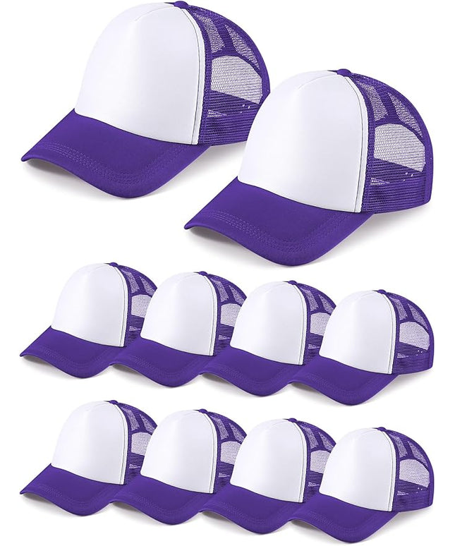 10 Pcs Sublimation Blank Trucker Hats Bulk Mesh Baseball Cap Polyester Mesh Trucker Hat for Men and Women
