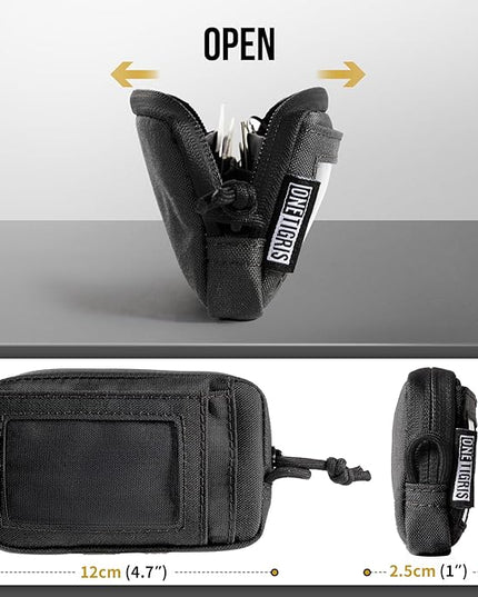 ONETIGRIS Front Pocket Wallet with Zippers Small Coin Purse Tactical Wallet Nylon Minimalist Wallet for Men Women, Black