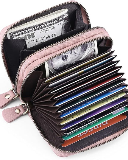 GOIACII Small Genuine Leather Wallet for Women, RFID Blocking Credit Card Holder Wallet