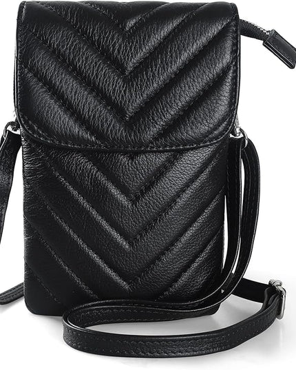 befen Genuine Leather Small Crossbody Bags for Women Cell Phone Bag Cross Body Purses,Silver Zipper