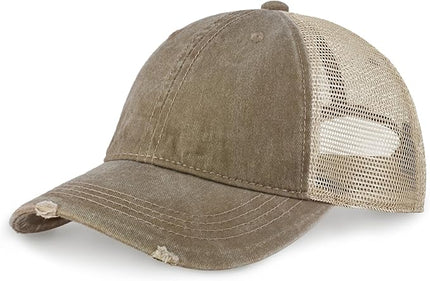 CHOK.LIDS Everyday Premium Washed Trucker Hat Unstructured Distressed Pigment Dyed Cap Adjustable Outdoor Headwear