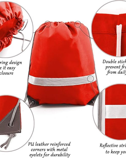 BeeGreen Drawstring Backpack Bags 20,30,50 Packs Reflective String Bags for Gym Sport Trip Cinch Sack DIY for Women Men
