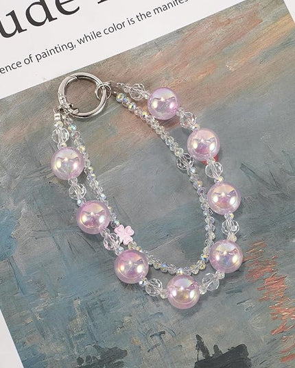 Phone Charm for Women, Anti-Theft Phone Wrist Strap Hands-Free & Beaded Chain,Tether Tab