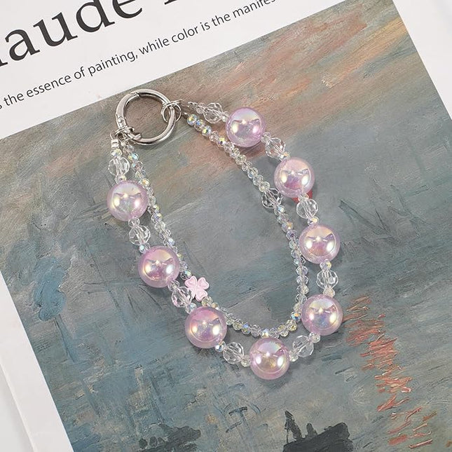 Phone Charm for Women, Anti-Theft Phone Wrist Strap Hands-Free & Beaded Chain,Tether Tab