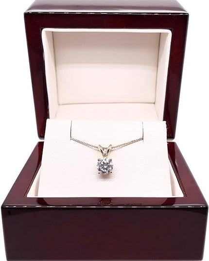 1/2 to 3 1/2 Carat Round Moissanite Solitaire Pendant Necklace in 14k Gold (H-I, cttw) 4-Prong 16 to 18 Inch Adjustable Chain Spring Ring by Diamond Wish