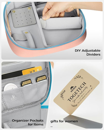 MATEIN Valentines Day Gifts for Couples, Mr and Mrs Gifts, Electronics Organizer Travel Case with USB Port, 2-Pack Couple Cord Organizer Bag 2-in-1 Cable Storage Bag for Tech Accessories and Makeup