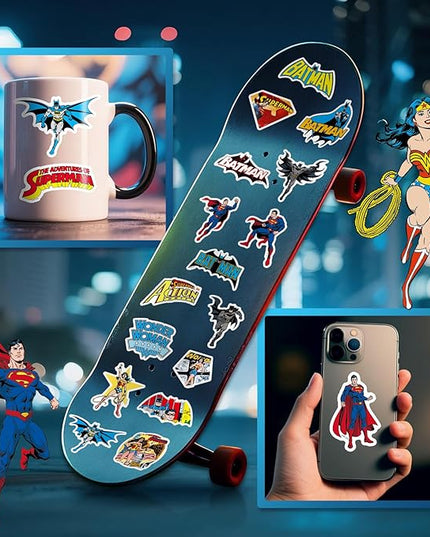 Superhero Stickers for Water Bottles – 50PCS Cartoon Stickers for Kids, Teens, Adults – Waterproof Vinyl Decal Sticker for Laptop, Phone, Skateboard, Scrapbook, Party Favors, Gifts