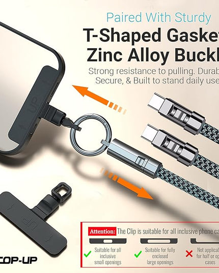 TOP-UP Lanyard – Cell Phone Strap with 240W USB C Charging & Data Cable – Durable Travel Essentials for iPhone 17/16/15