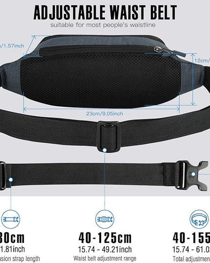 WATERFLY Fanny Pack Waist Bag: Small Hip Pouch Bum Bag Fannie Pack Phanny Fannypack Waistpack Bumbag Beltbag Sport Slim Fashionable for Jogging Hiking Hiker Woman Man