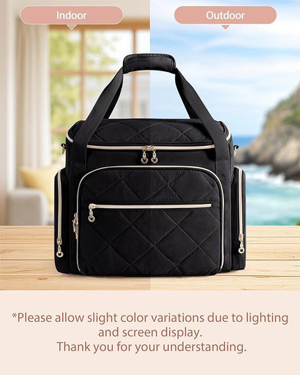 Rolling Teacher Bag with 15.6" Laptop Compartment, Wheeled Work Briefcase Tote with Detachable Trolley for Women, Black