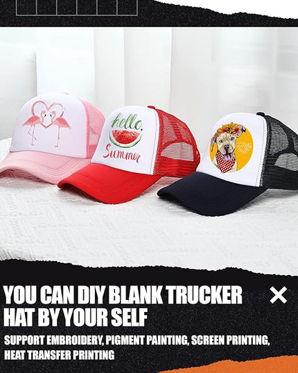 10 Pcs Sublimation Blank Trucker Hats Bulk Mesh Baseball Cap Polyester Mesh Trucker Hat for Men and Women