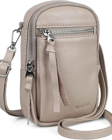 befen Genuine Leather Crossbody Cell Phone Purse for Women, Small Zip Around RFID Blocking Crossbody Wallet Bags