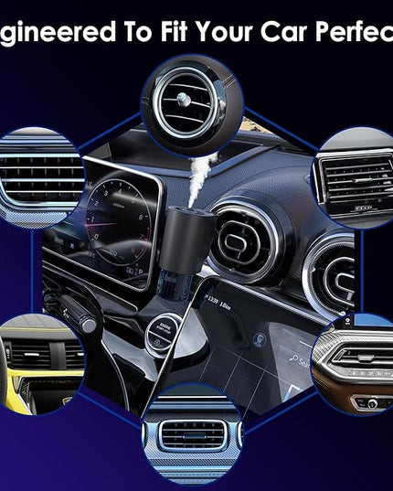 Car Air Freshener, 5 Scents, 10 Refills, Smart car Air Freshener for Vent Clips, Auto On/Off, Three Spray Modes, Car Fresheners Long Lasting (1Pack)