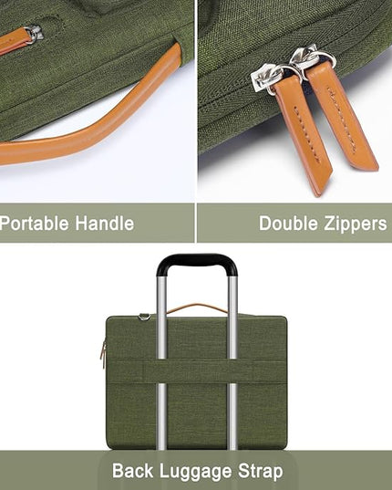 MOSISO 360 Protective Laptop Shoulder Bag,13-13.3 inch Computer Bag Compatible with MacBook, HP, Dell, Lenovo, Asus Notebook,Side Open Messenger Bag with 4 Zipper Pockets&Handle, Olive Green
